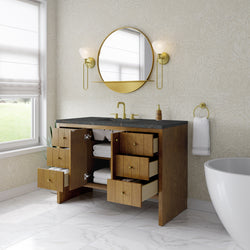James Martin Hudson 48" Single Vanity Honey Oak w/ 3 CM Countertop & FreePower Wireless Charger