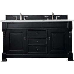 James Martin Brookfield 60" Double Vanity Vanities James Martin Antique Black w/ 3 CM Ethereal Noctis Quartz Top 