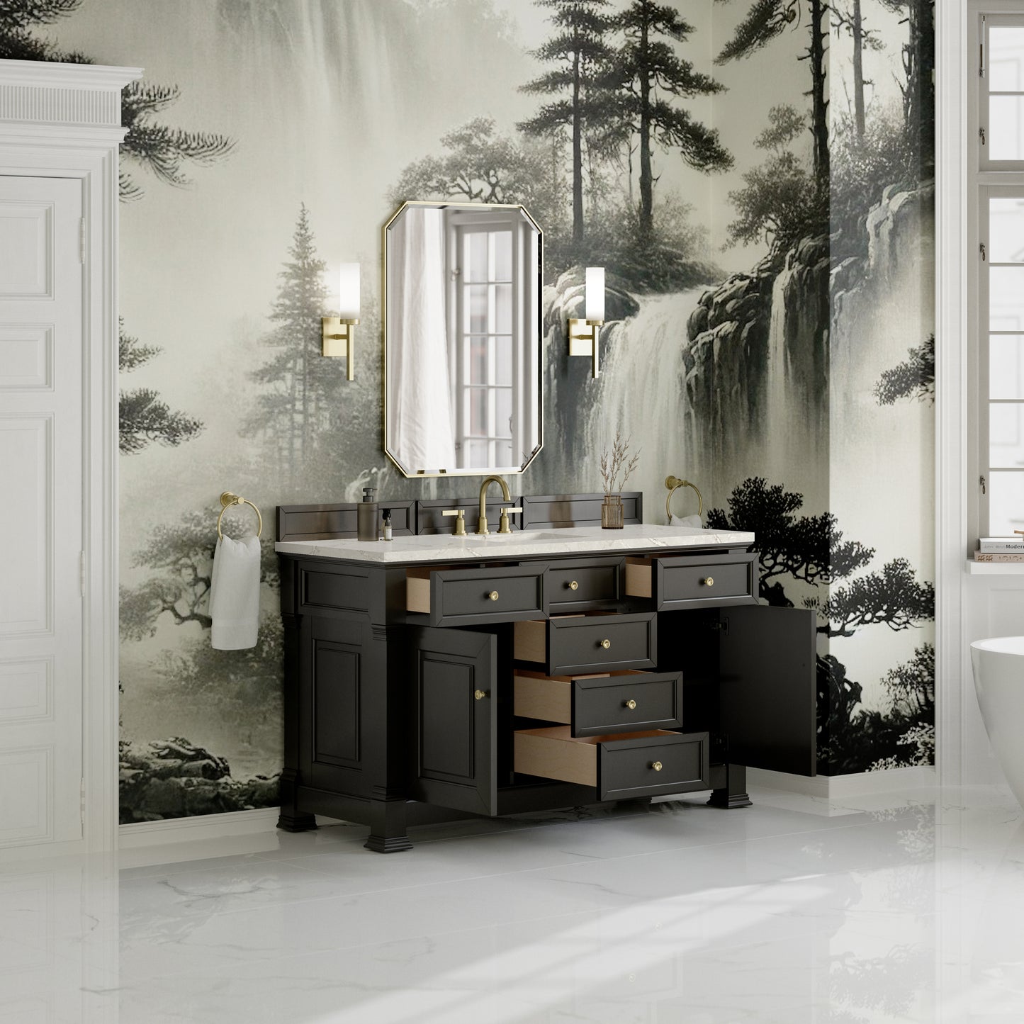 James Martin Brookfield 60" Single Vanity with 3CM Countertop & FreePower Wireless Charger