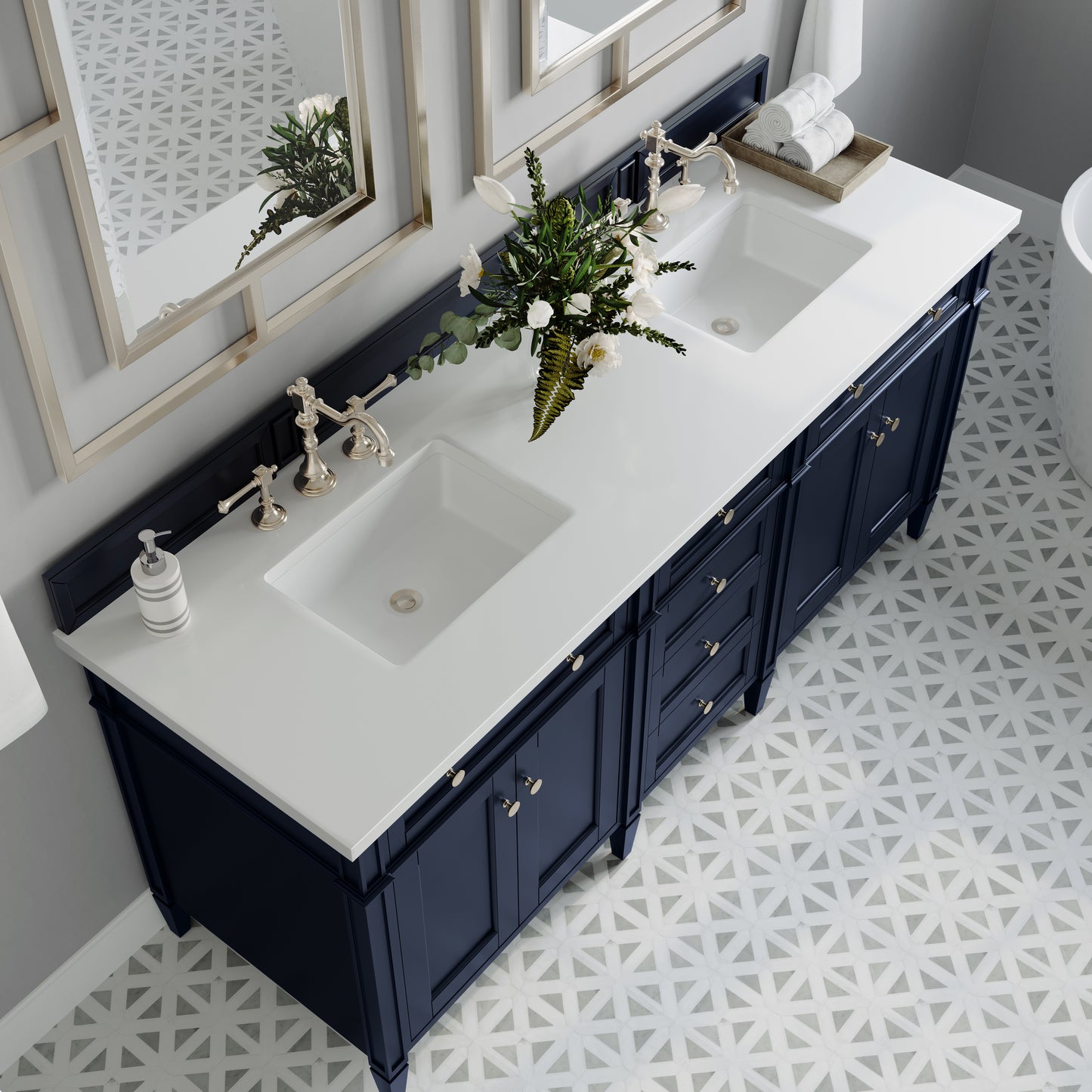 James Martin Brittany 72" Double Vanity with 3 CM Countertop