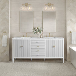 James Martin Myrrin 72" Double Vanity with 3 CM Countertop & FreePower Wireless Charger