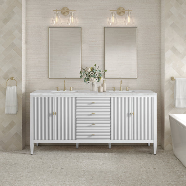 James Martin Myrrin 72" Double Vanity with 3 CM Countertop & FreePower Wireless Charger