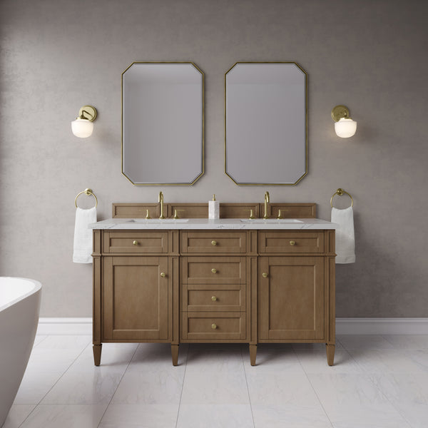 James Martin Brittany 60" Double Vanity with 3 CM Countertop & FreePower Wireless Charger