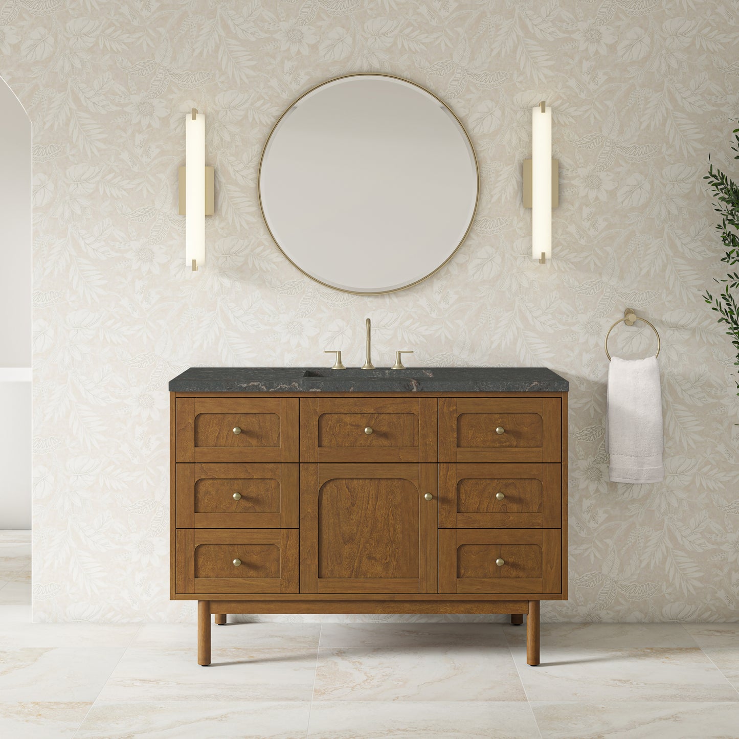 James Martin Laurent 48" Single Vanity with 3 CM Countertop & FreePower Wireless Charger