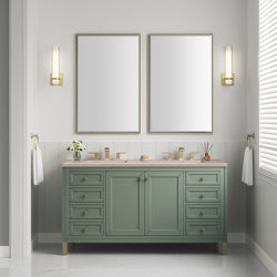 James Martin Chicago 60" Double Vanity, Smokey Celadon - Luxe Bathroom Vanities