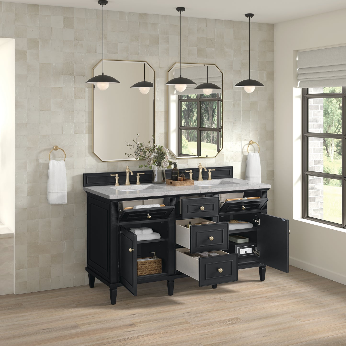 James Martin Lorelai 60" Double Vanity with 3 CM Countertop & FreePower Wireless Charger