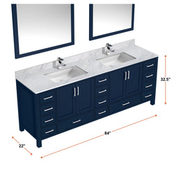 Lexora Collection Jacques 84 inch Double Bath Vanity, Top, and 34 inch Mirrors Set - Luxe Bathroom Vanities