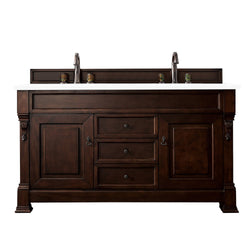 James Martin Brookfield 60" Double Vanity Vanities James Martin Burnished Mahogany w/ 3 CM Classic White Quartz Top 