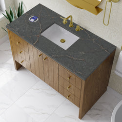 James Martin Hudson 48" Single Vanity Honey Oak w/ 3 CM Countertop & FreePower Wireless Charger