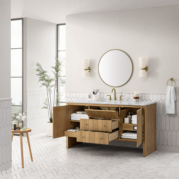James Martin Hudson 60" Single Vanity, Light Natural Oak - Luxe Bathroom Vanities
