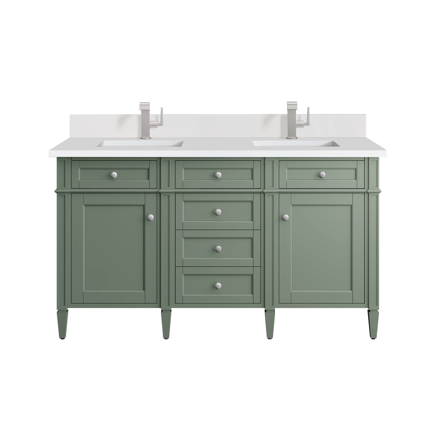 James Martin Brittany 60" Double Vanity with Single Hole 3 CM White Zeus Silestone Top & Backsplash