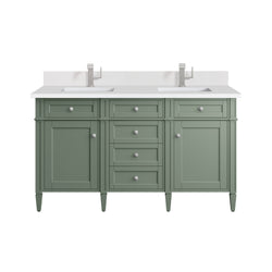 James Martin Brittany 60" Double Vanity with Single Hole 3 CM White Zeus Silestone Top & Backsplash