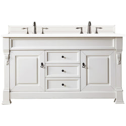 James Martin Brookfield 60" Double Vanity Vanities James Martin Bright White w/ 3 CM Classic White Quartz Top 