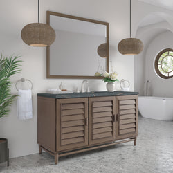 James Martin Portland 60" Single Vanity Whitewashed Walnut with 3 CM Countertop & FreePower Wireless Charger