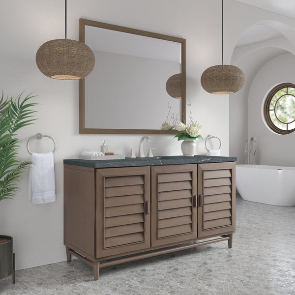 James Martin Portland 60" Single Vanity Whitewashed Walnut with 3 CM Countertop & FreePower Wireless Charger