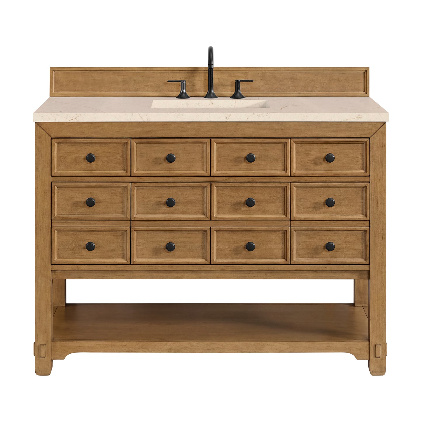 James Martin Malibu 48" Single Vanity, Amber Birch w/ 3 CM Counter Top - Luxe Bathroom Vanities