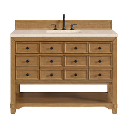 James Martin Malibu 48" Single Vanity, Amber Birch w/ 3 CM Counter Top - Luxe Bathroom Vanities