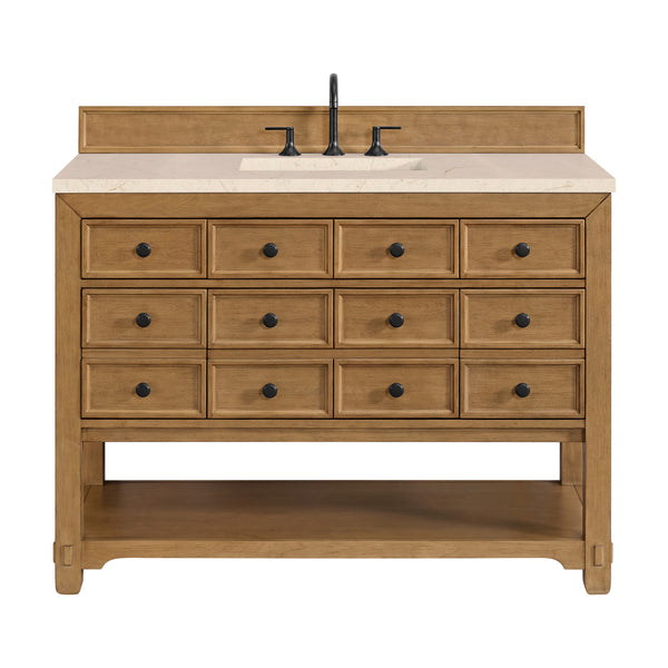 James Martin Malibu 48" Single Vanity, Amber Birch w/ 3 CM Counter Top - Luxe Bathroom Vanities