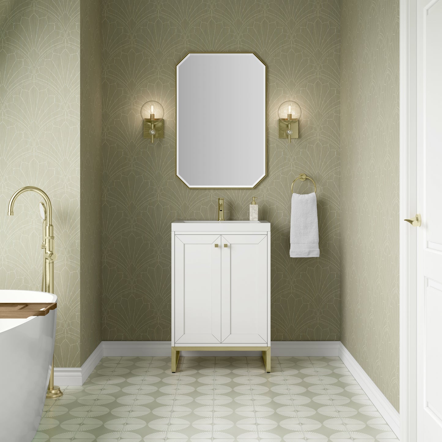James Martin Chianti Single Vanity with White Glossy Composite Stone Top