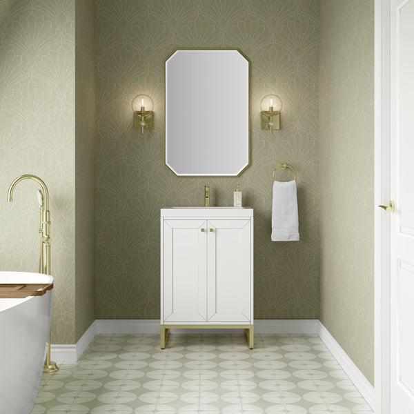James Martin Chianti Single Vanity with White Glossy Composite Stone Top