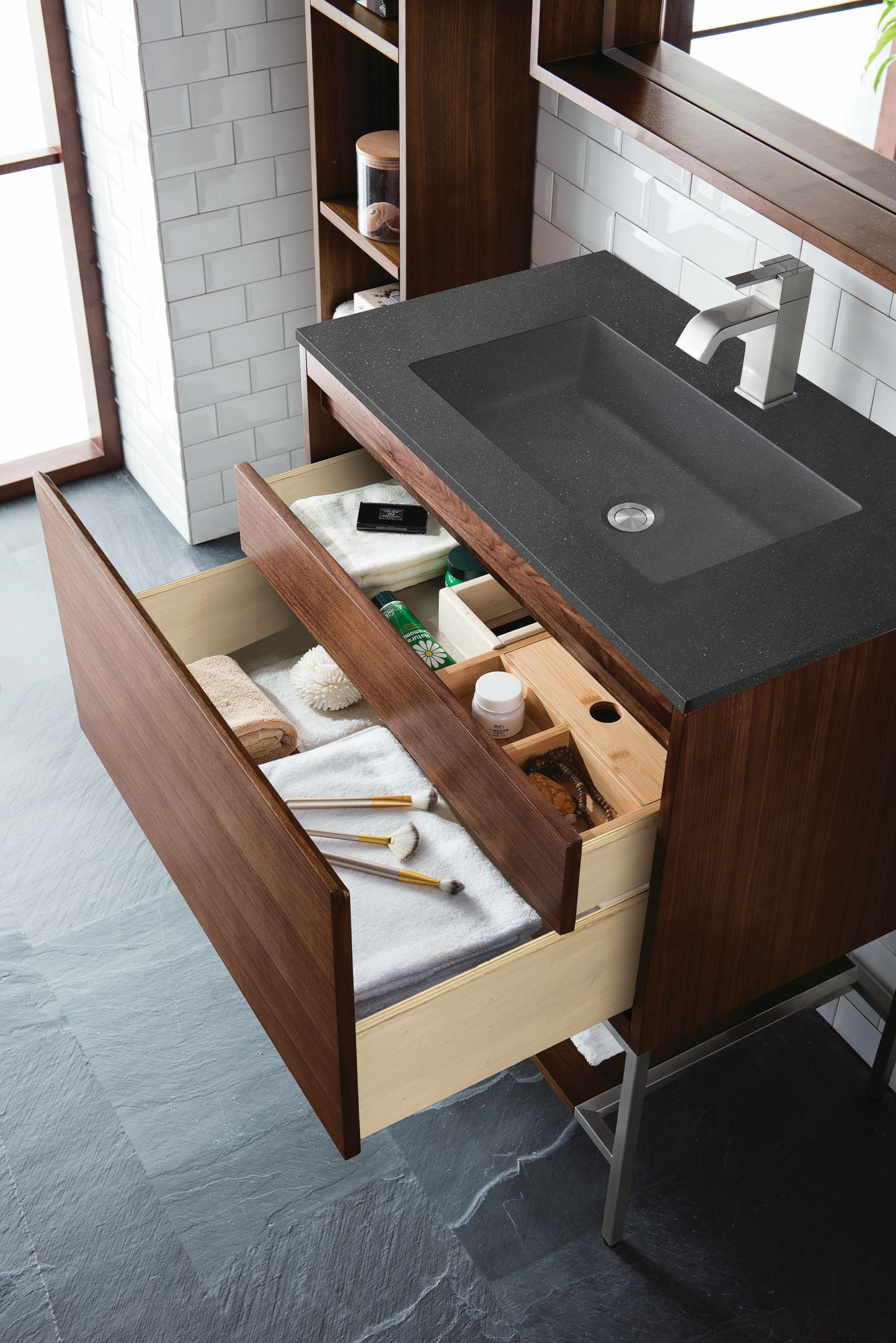 James Martin Mantova 31.5" Single Vanity with Composite Stone Top - Luxe Bathroom Vanities