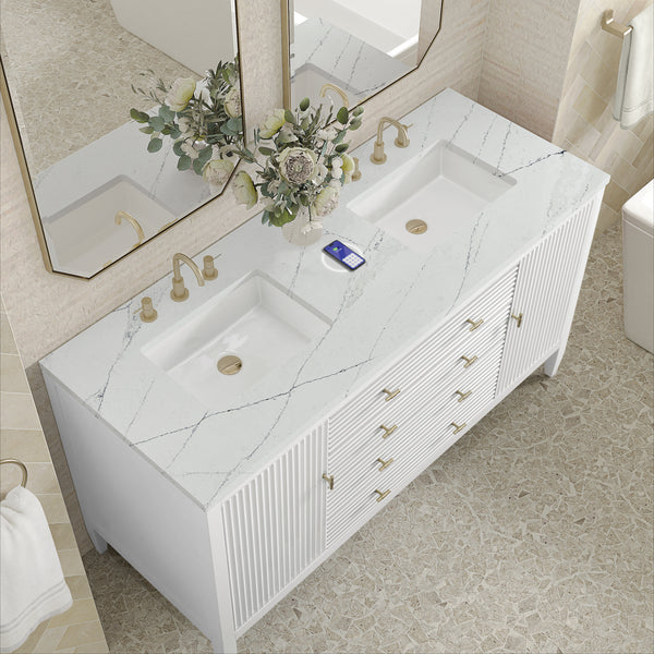 James Martin Myrrin 60" Double Vanity with 3 CM Countertop & FreePower Wireless Charger