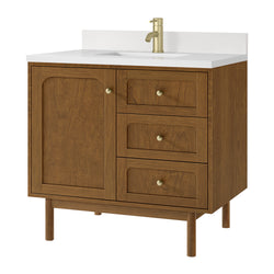 James Martin Laurent 36" Single Vanity with Single Hole 3 CM Countertop and Matching Backsplash