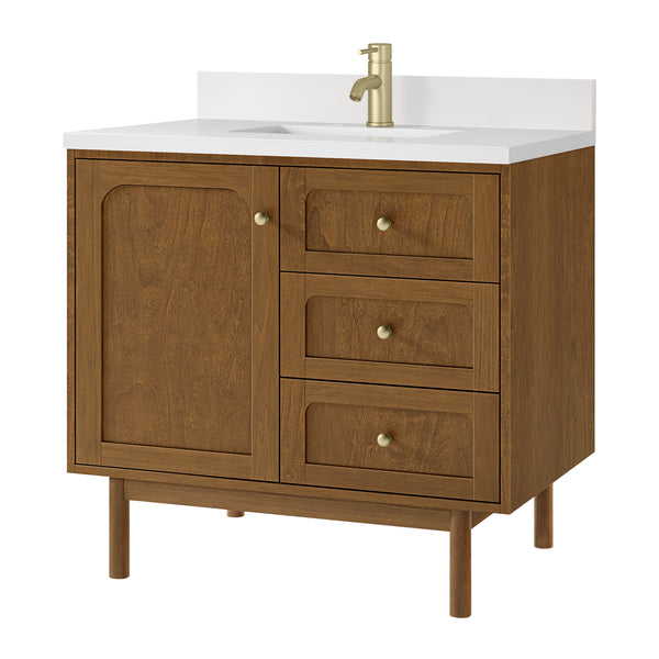 James Martin Laurent 36" Single Vanity with Single Hole 3 CM Countertop and Matching Backsplash