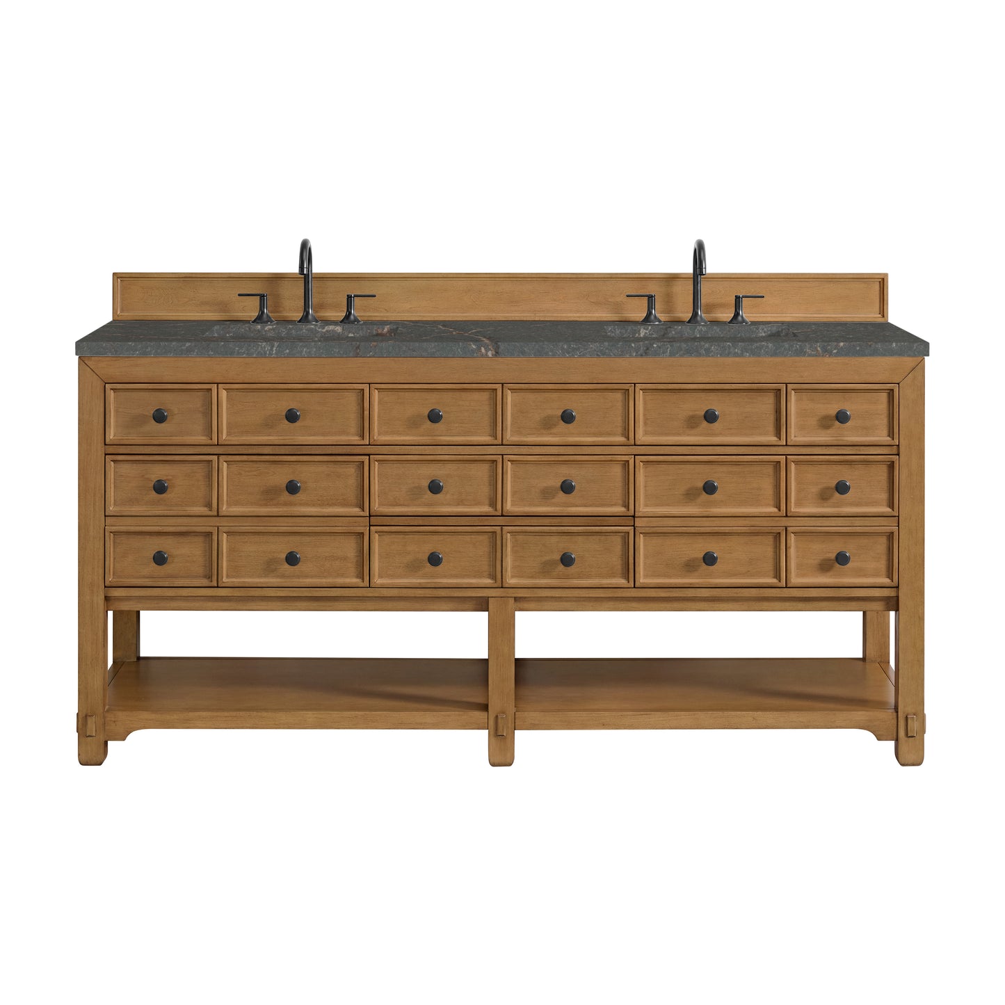 James Martin Malibu 72" Double Vanity, Amber Birch with 3 CM Countertop & FreePower Wireless Charger