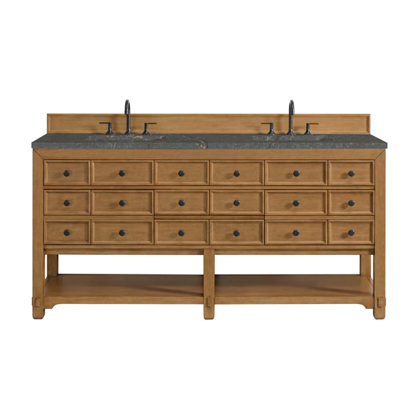 James Martin Malibu 72" Double Vanity, Amber Birch with 3 CM Countertop & FreePower Wireless Charger