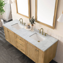 James Martin Laurent 72" Double Vanity, Light Natural Oak