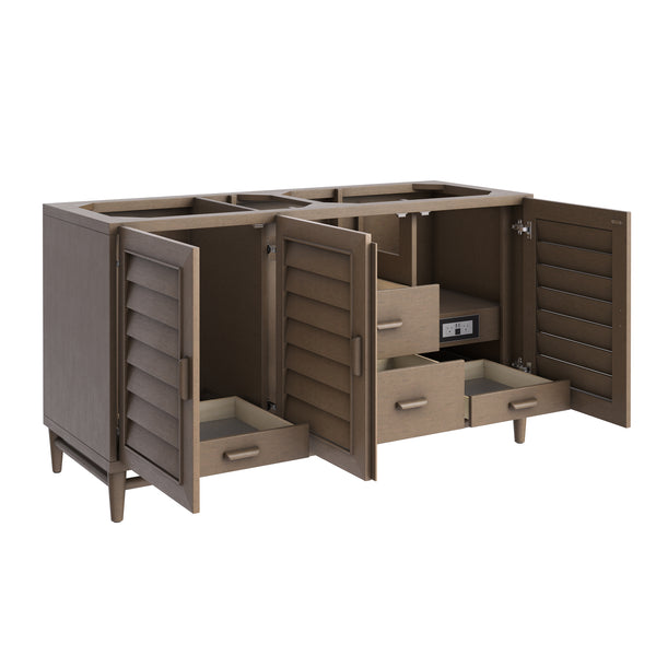 James Martin Portland 60" Double Vanity Whitewashed Walnut with 3 CM Countertop & FreePower Wireless Charger