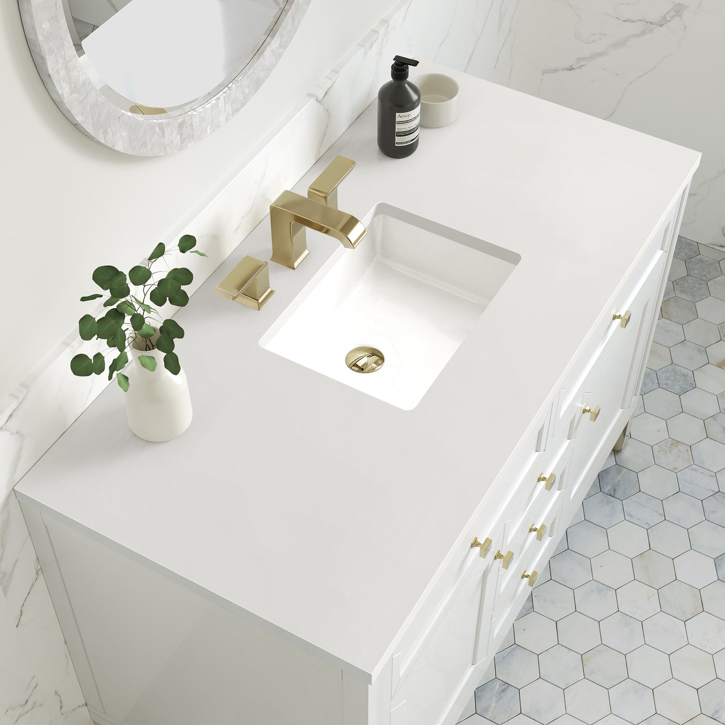 James Martin Chicago 48" Single Vanity, Glossy White - Luxe Bathroom Vanities