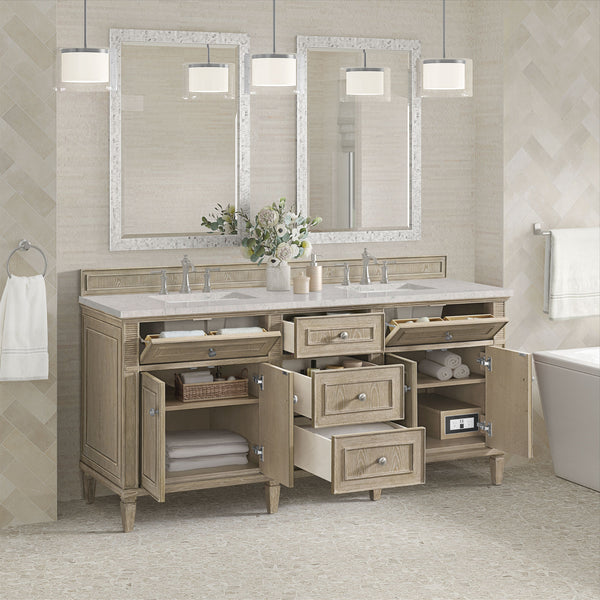 James Martin Lorelai 72" Double Vanity with 3 CM Countertop & FreePower Wireless Charger