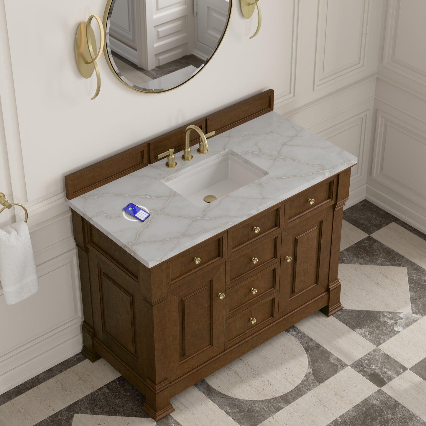 James Martin Brookfield 48" Single Vanity with 3 CM Countertop & FreePower Wireless Charger