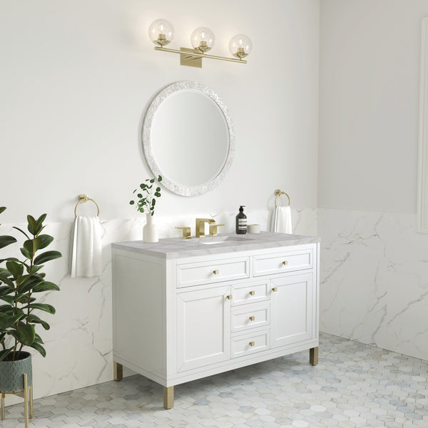 James Martin Chicago 48" Single Vanity with 3 CM Countertop & FreePower Wireless Charger