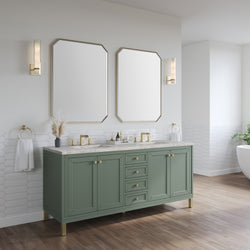 James Martin Chicago 72" Double Vanity with 3 CM Countertop & FreePower Wireless Charger