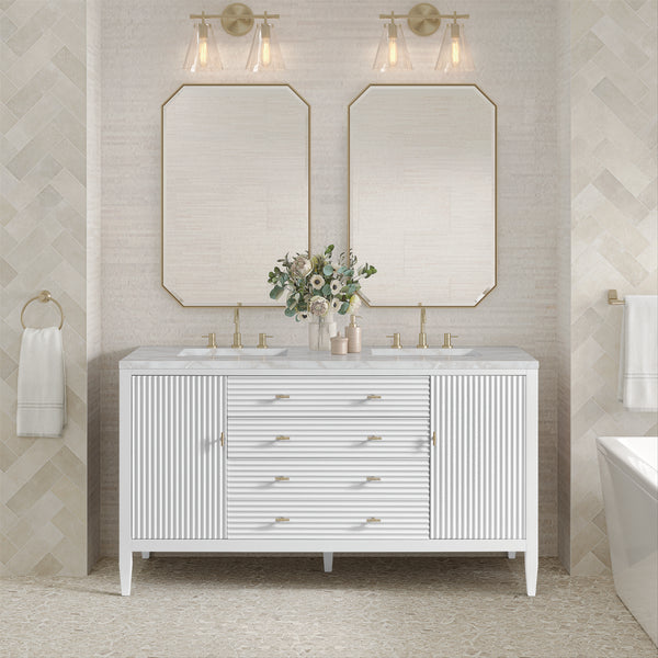 James Martin Myrrin 60" Double Vanity with 3 CM Countertop & FreePower Wireless Charger