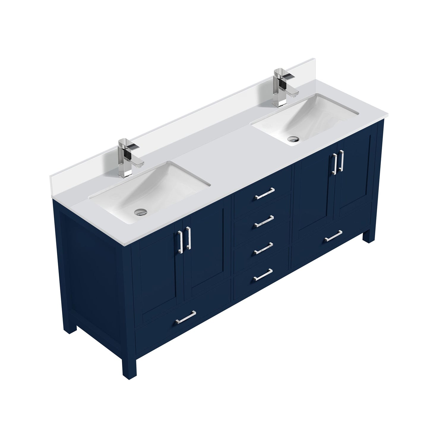 Lexora Collection Jacques 80 inch Double Bath Vanity, White Quartz Top, and Faucet Set - Luxe Bathroom Vanities