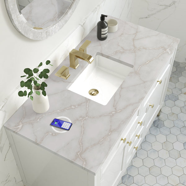 James Martin Chicago 48" Single Vanity with 3 CM Countertop & FreePower Wireless Charger