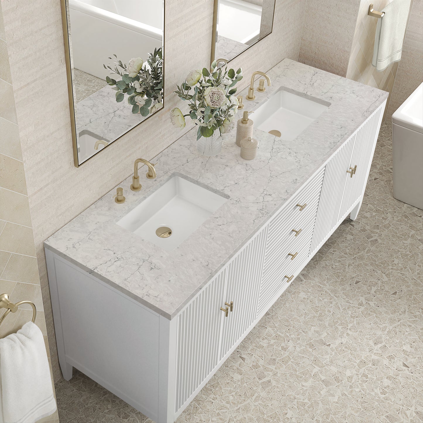 James Martin Myrrin 72" Double Vanity with 3 CM Countertop