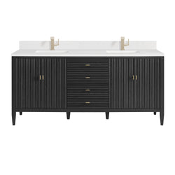 James Martin Myrrin 72" Double Vanity with Single Hole 3 CM White Zeus Silestone Top & Backsplash