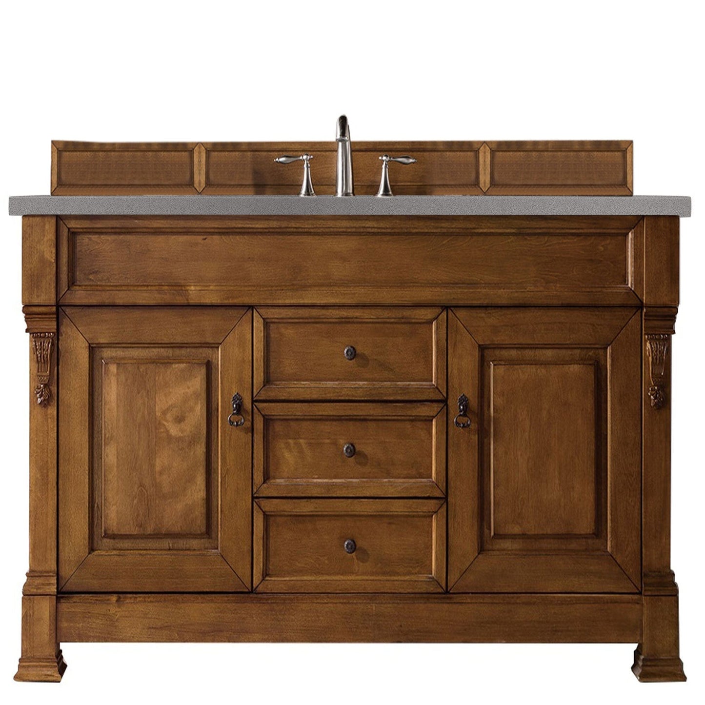 James Martin Brookfield 60" Single Vanity Vanities James Martin Country Oak w/ 3 CM Grey Expo Quartz Top 