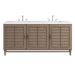 James Martin Portland 72" Double Vanity Whitewashed Walnut with 3 CM Countertop