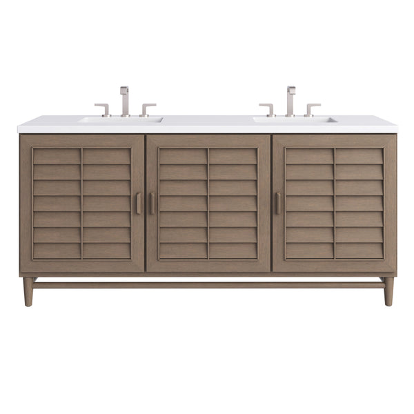 James Martin Portland 72" Double Vanity Whitewashed Walnut with 3 CM Countertop