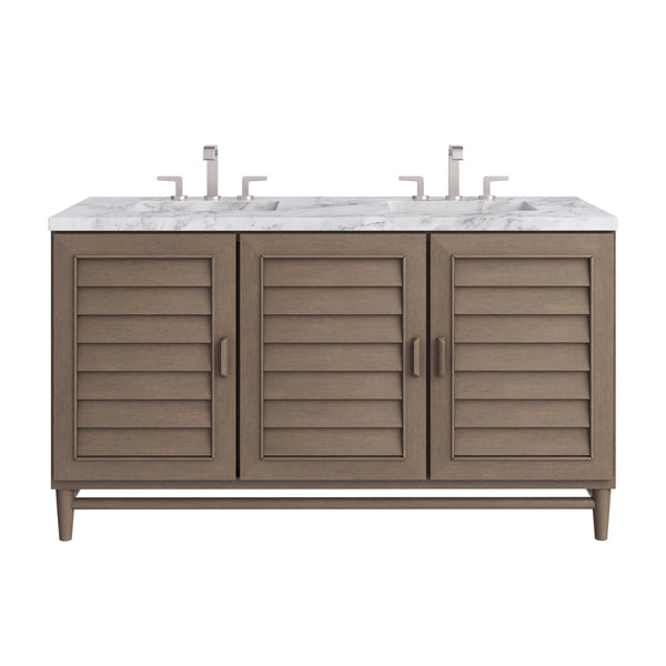 James Martin Portland 60" Double Vanity Whitewashed Walnut with 3 CM Countertop