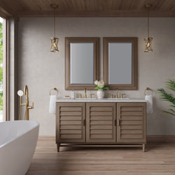 James Martin Portland 60" Double Vanity Whitewashed Walnut with 3 CM Countertop & FreePower Wireless Charger