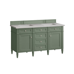 James Martin Brittany 60" Double Vanity, Smokey Celadon - Luxe Bathroom Vanities