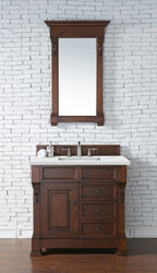 James Martin Brookfield 36" Single Vanity, Warm Cherry with 3 CM Top - Luxe Bathroom Vanities