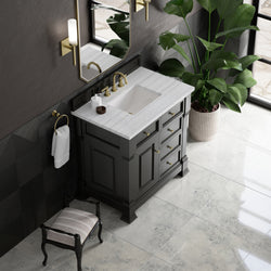 James Martin Brookfield 36" Single Vanity, Black Onyx with 3 CM Countertop - Luxe Bathroom Vanities